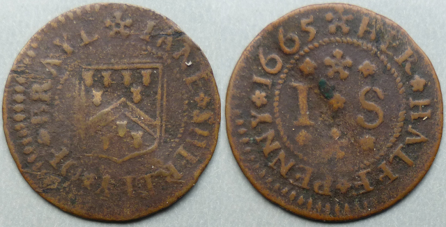 Brailes Jane Sherley 1665 halfpenny N----